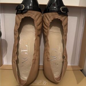 AGL Tan and Black Leather Loafers